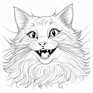 Cute cat’s surprising roar: sharp teeth coloring page