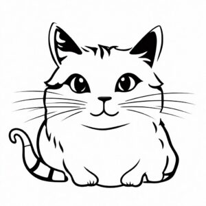 Cute chubby cat drawing: simple & adorable coloring page