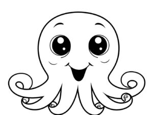 Cute octopus with big eyes coloring page