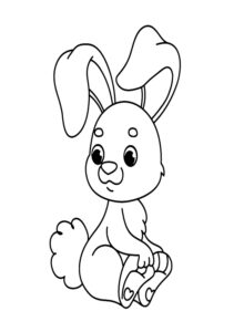 Cute white bunny with curious eyes coloring page