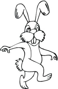 Dancing rabbit in a tie coloring page