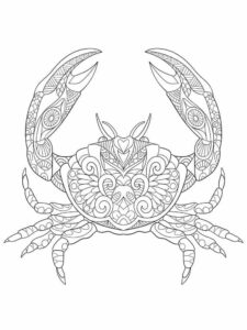 Defiant crab: intricate shell, spread claws coloring page