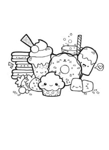 Delicious desserts & sweet treats coloring page