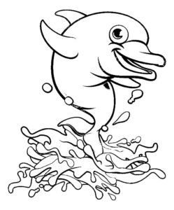 Dolphin leaps: joyful splash in the waves coloring page