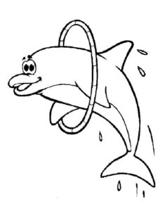 Dolphin leaps: joyful ocean moment coloring page