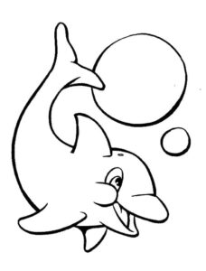 Dolphin plays fetch with ball coloring page