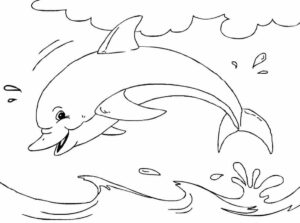 Dolphin plays in ocean bubbles coloring page