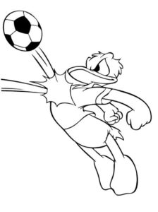 Donald duck’s webbed foot sends ball soaring coloring page