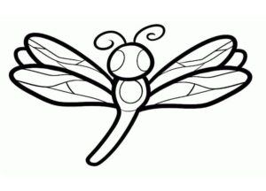 Dragonfly with big eyes spreads wings coloring page