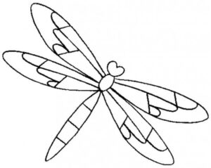 Dragonfly heart: wings spread wide coloring page