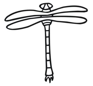 Dragonfly resting: wings spread wide coloring page