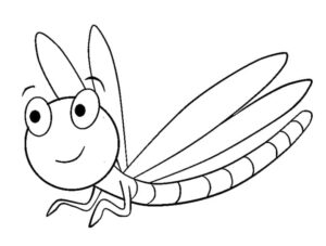 Dragonfly smiles with glasses coloring page