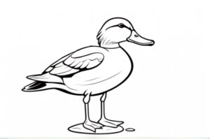 Duck’s graceful posture: a close-up coloring page