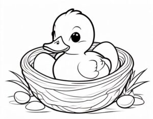 Duck nesting: a peaceful scene coloring page