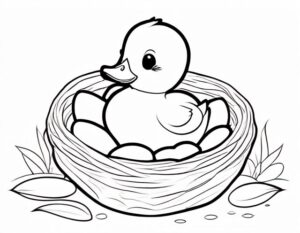 Duck nesting: a peaceful scene coloring page