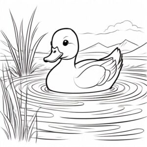 Duck serenity: tranquil pond ripples coloring page