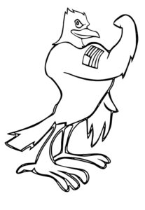 Eagle in tie: absurdity on one leg coloring page