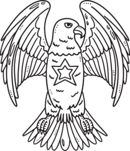 Eagle watches gleaming star coloring page