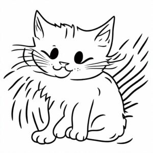 Easy cat coloring pages for kids coloring page