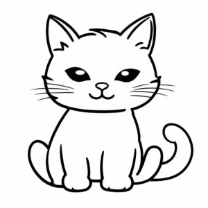 Easy cat coloring page for toddlers coloring page