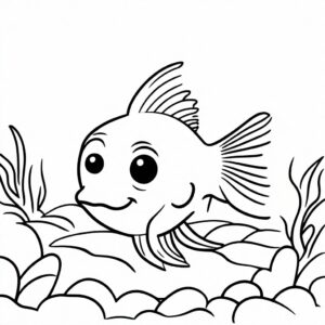 Easy goldfish coloring page for kids coloring page