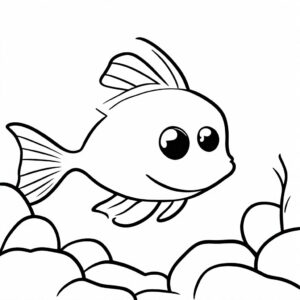 Easy goldfish coloring page for kids coloring page