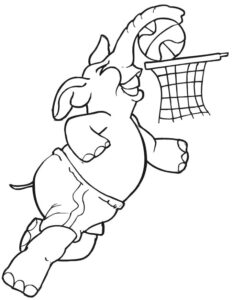 Elephant dunks basketball coloring page coloring page