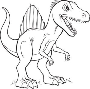 Fearsome Dinosaur Roaring Loudly in Prehistoric Landscape: A Drawing coloring page