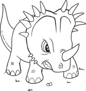 Fearsome Prehistoric Jungle Creature: Sharp Teeth, Horn, Long Tail – SEO优化 coloring page