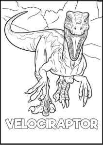 Fierce Velociraptor Drawing: A Black and White Dinosaur Masterpiece coloring page