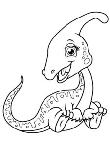 Friendly Long-Necked Dinosaur Spreads Joy in Prehistoric Forest coloring page