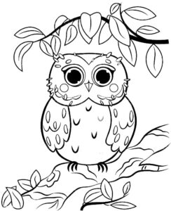 Friendly owl gazes at you coloring page