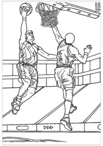 Two players battle for baseketball coloring page coloring page