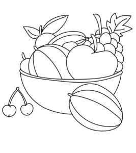 Fruit bowl overflow: delicious & healthy coloring page