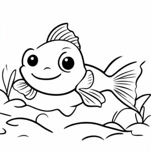 Funny happy goldfish coloring page coloring page