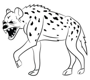 Furious hyena bares teeth: a close encounter coloring page