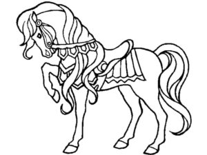 Gentle horse, finely crafted saddle coloring page