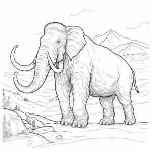 Giant mammoth in the wild coloring page