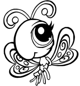 Giant-eyed butterfly spreads wings coloring page