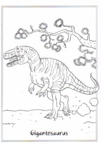 Giantosaurus: Awe-Inspiring Moment in Vast Plain with Tree coloring page