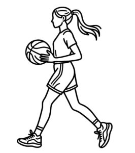 Girl, basketball, confidence, street style coloring page