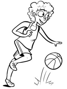 Girl bouncing basketball coloring page coloring page