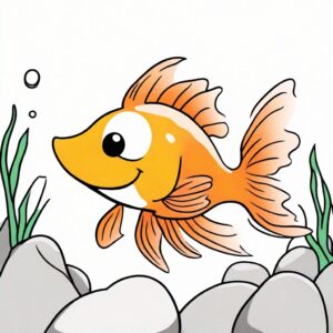 Golden fish glimmering underwater coloring page