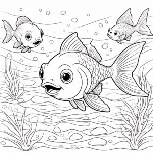 Goldfish frolic: a seaweed adventure coloring page