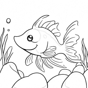 Goldfish maze: shimmering scales & bubbles coloring page