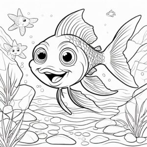 Goldfish & seaweed: underwater friends coloring page