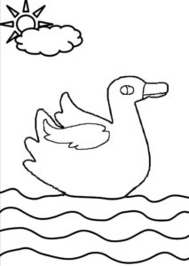 Graceful swan silhouette on rippling water coloring page