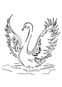 Graceful swans: white silhouettes on water coloring page