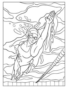 Graceful freestyle swimmer cuts through water coloring page