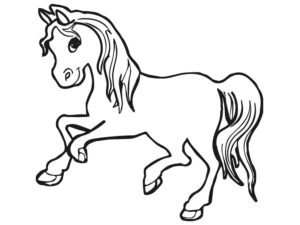 Graceful young horse striding forward coloring page